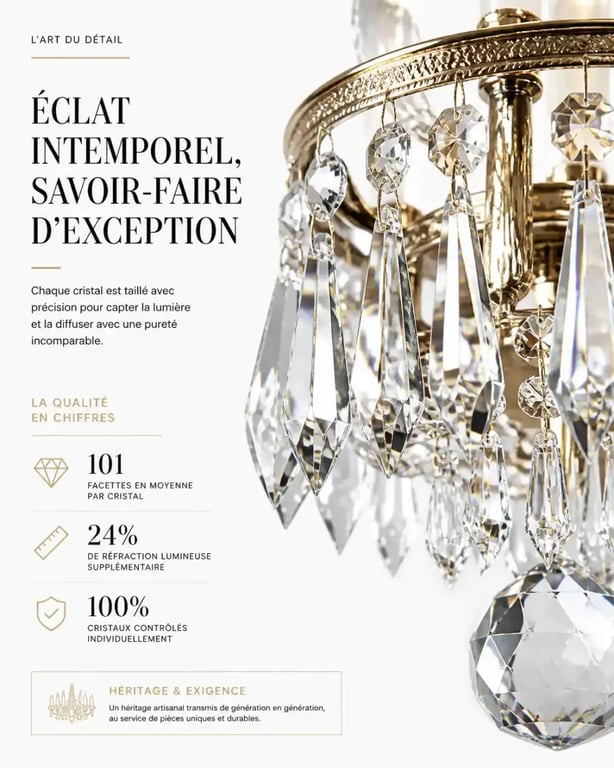 Lustre en cristal de haute qualité avec réfraction de la lumière
