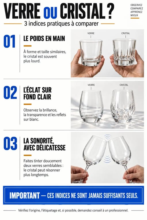 Différence entre verre et cristal : tests du poids, de l'éclat et de la sonorité