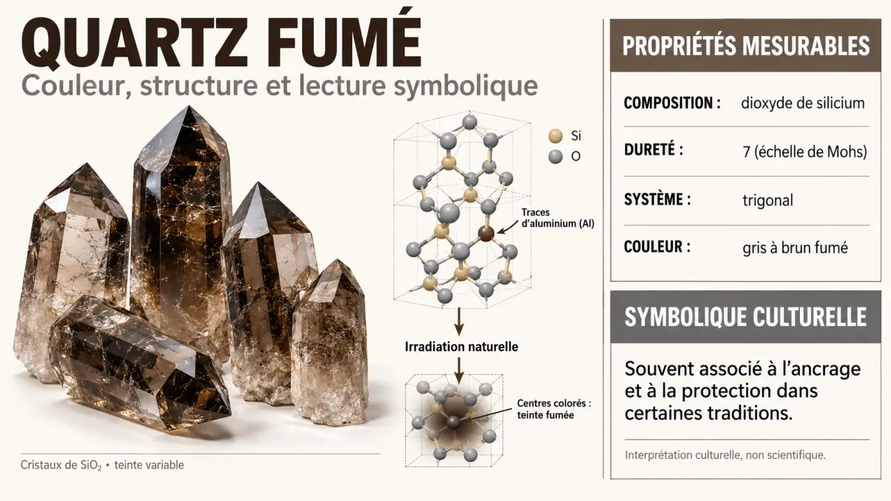 Quartz fumé signification, couleurs, composition et origine géologique de sa teinte