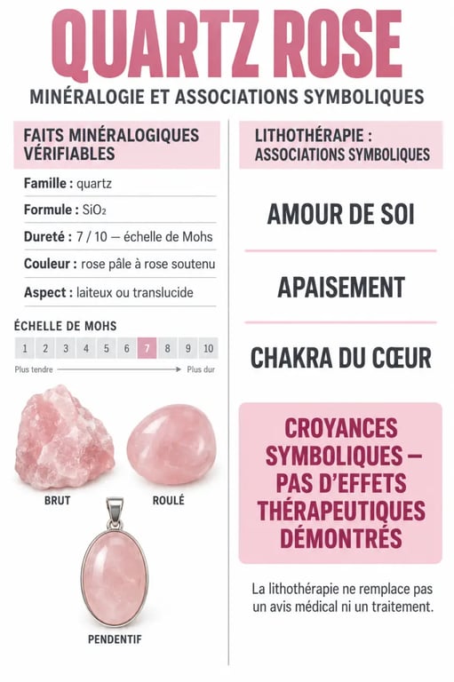 Quartz rose lithothérapie : propriétés minéralogiques et associations symboliques
